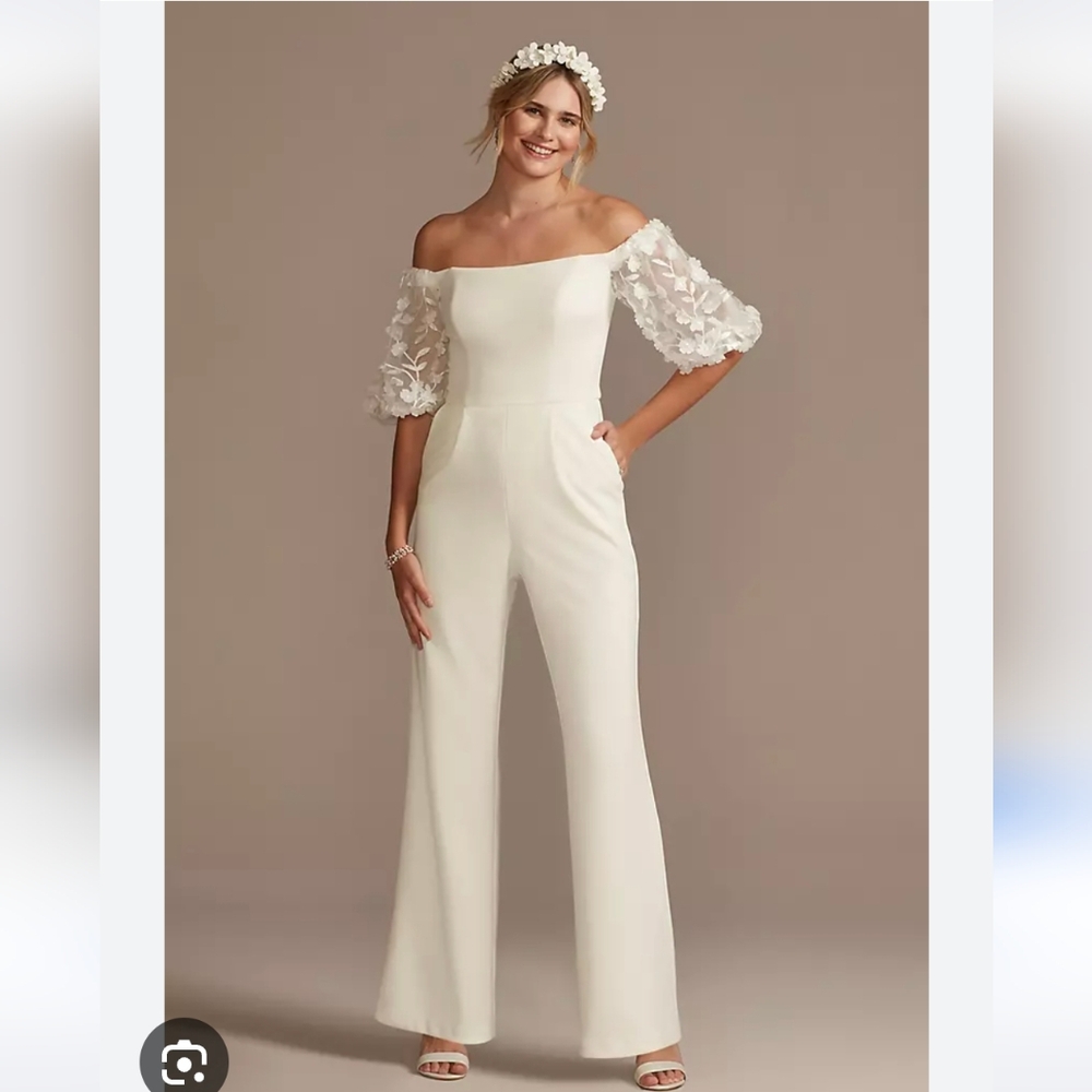 Off-the-Shoulder Floral Puff Sleeve Jumpsuit